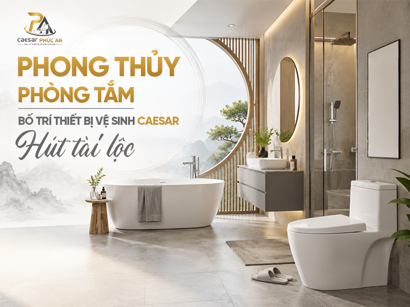 Phong Thủy Phòng Tắm: Bố Trí Thiết Bị Vệ Sinh Caesar Hút Tài Lộc