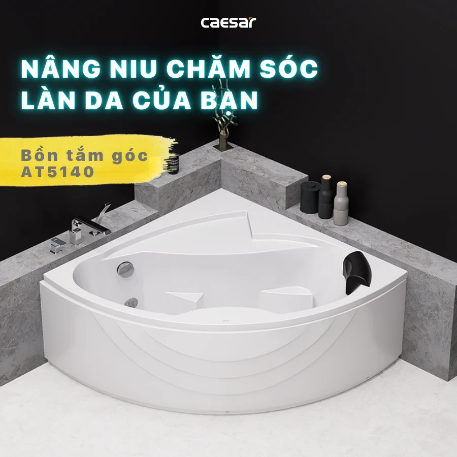 AT5140 -Bồn Tắm Góc - Chân Yếm