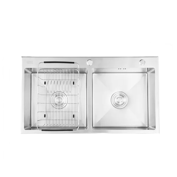 Chậu rửa chén inox 2 hộc mài vát cạnh - KSH02H082SE