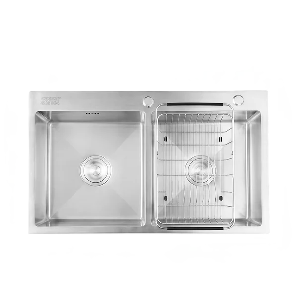 Chậu rửa chén inox 2 hộc mài vát cạnh - KSH02H082SX - ảnh 1